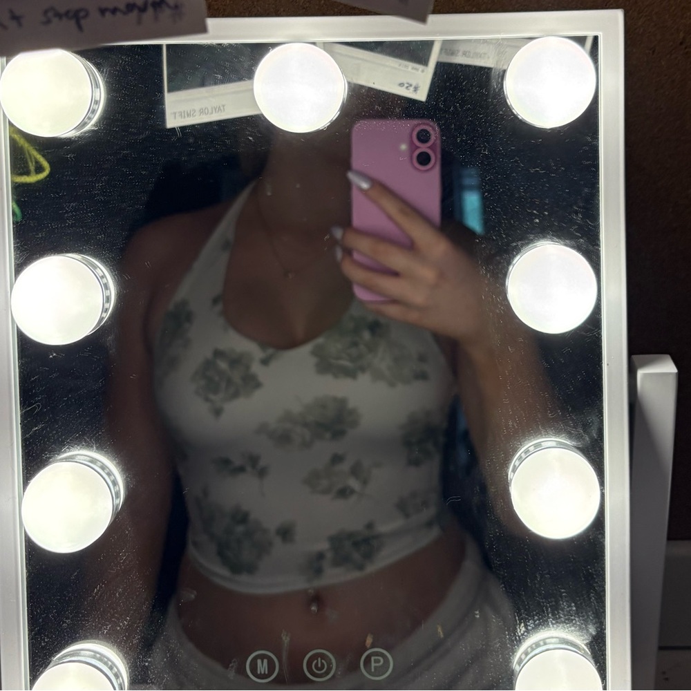 Floral Halter Top in Cream and Green